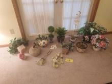 Assortment of Artificial Plants & Small Decor