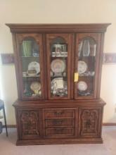 Solid Oak China Cabinet - Contents Sold Separately