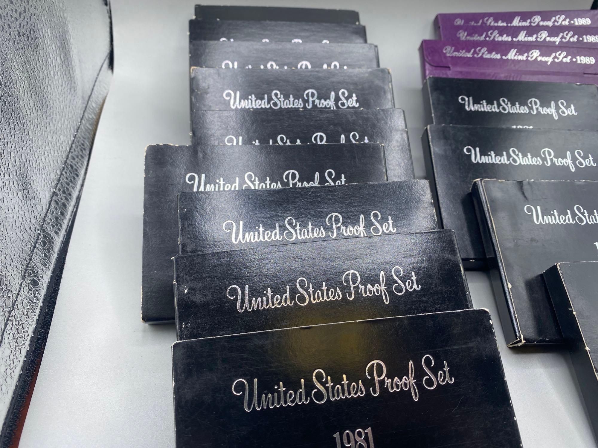 U.S. Proof Sets 1971 to 1992 multiples of some years and missing other years (48 total)