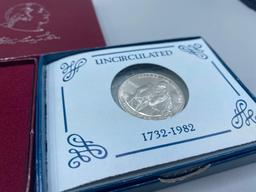 1982 Washington Commemorative Proof & UNC Silver Half Dollars bid x 2