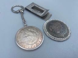 1884o & 1896 Morgan Dollar money clip & keychain