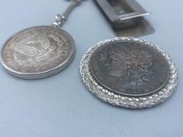 1884o & 1896 Morgan Dollar money clip & keychain