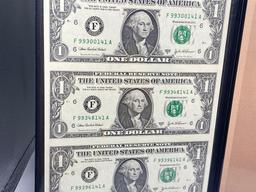 Uncut sheet of 4 $1 Federal Reserve Notes