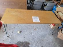 Wood top activity table with metal legs