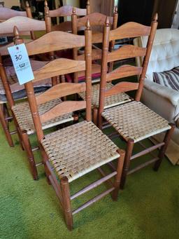 Shaker style ladder back chairs (2) captains chairs, (4) normal