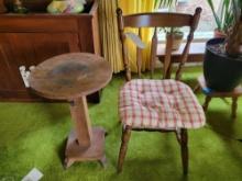 Adjustable wooden pedestal, Wooden chair