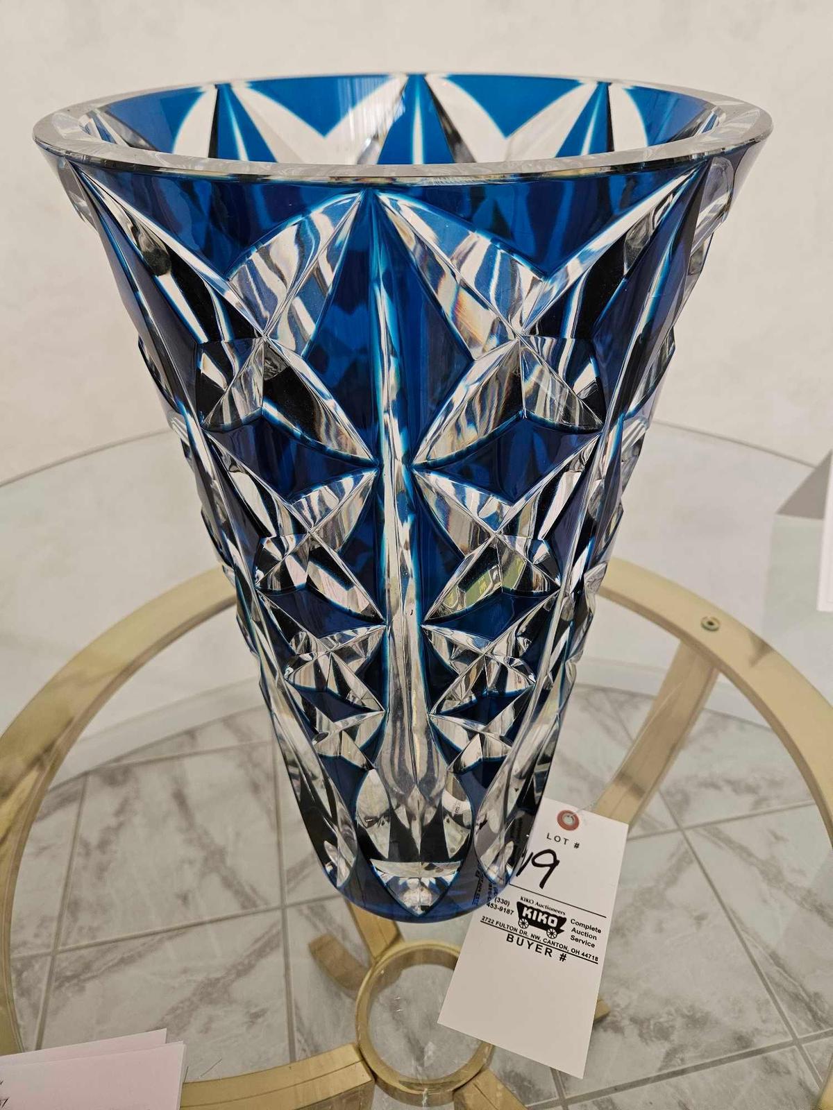Saint Louis heavy crystal vase, France, 16in tall