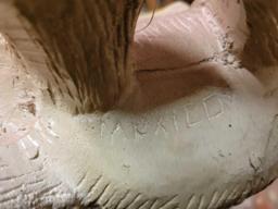 Ceramic Burrow, Vase, Wood with Carved eagle head