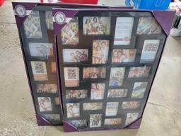 Framed floral print, (2) Cubby collage frames