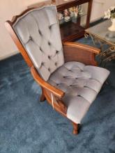 Pair of blue tufted chairs