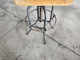 Vintage Toledo Stool W/ Back Industrial Adjustable