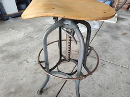 Vintage Toledo Stool W/ Back Industrial Adjustable