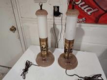 Early Matching Pair All-Lite Tea Light Lamps Art Deco Silhouette 21" tall Works