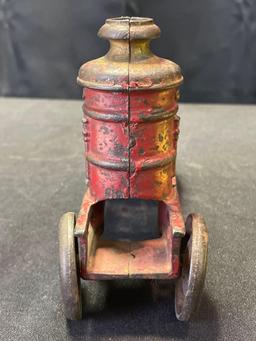 Cast iron toy fire truck, 8" long x 5" tall