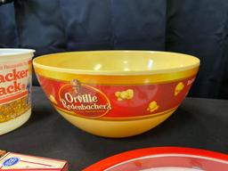 Cracker Jack Advertisement & Orville Rednbachers Pop Corn Bowl