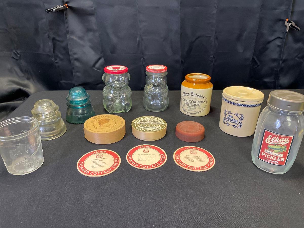 Assorted advertising jars