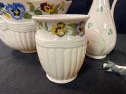 Belleek Bowl, Pitcher, & Vase