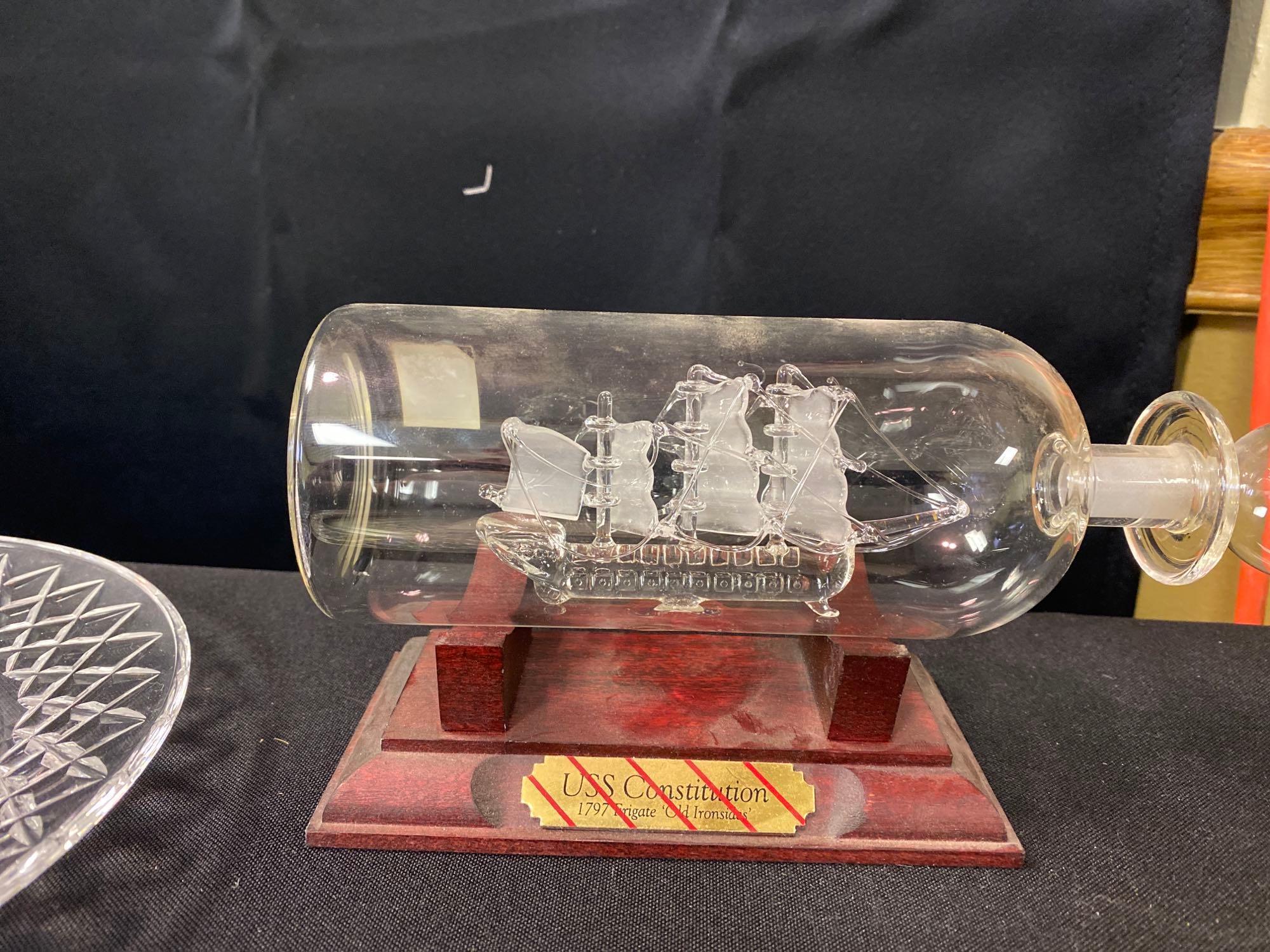Wheel Cut Whiskey Glasses, Stemware, Ship In a Bottle