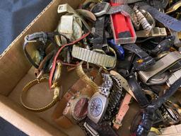 Box Full Of Wrist Watches & Parts 6lbs 14oz