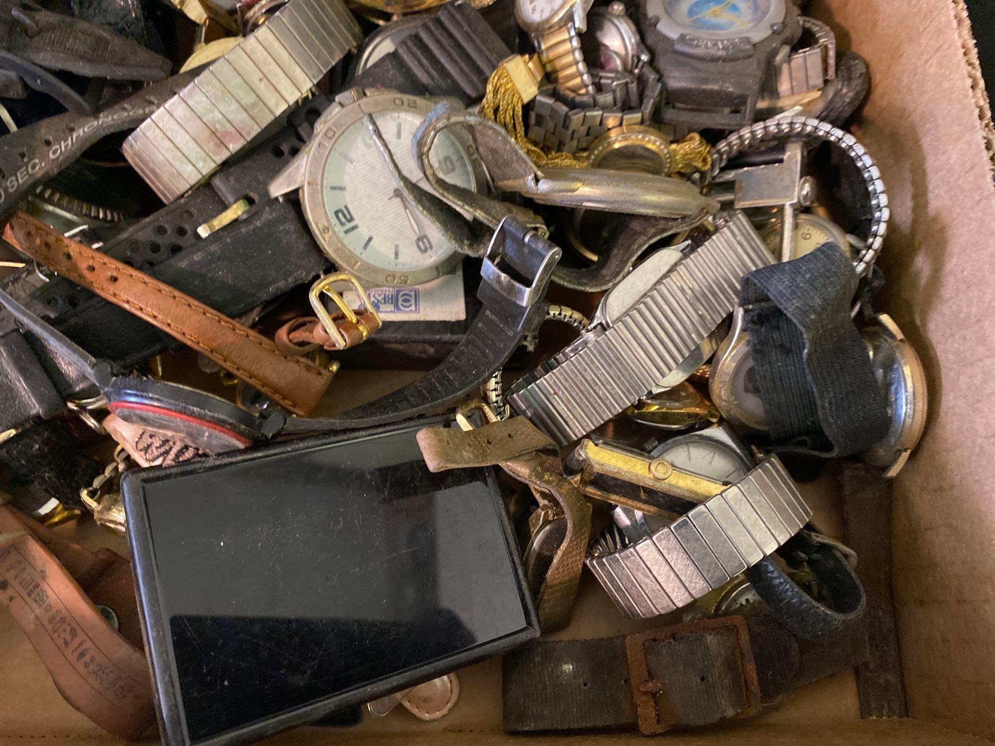 Box Full Of Wrist Watches & Parts 6lbs 14oz