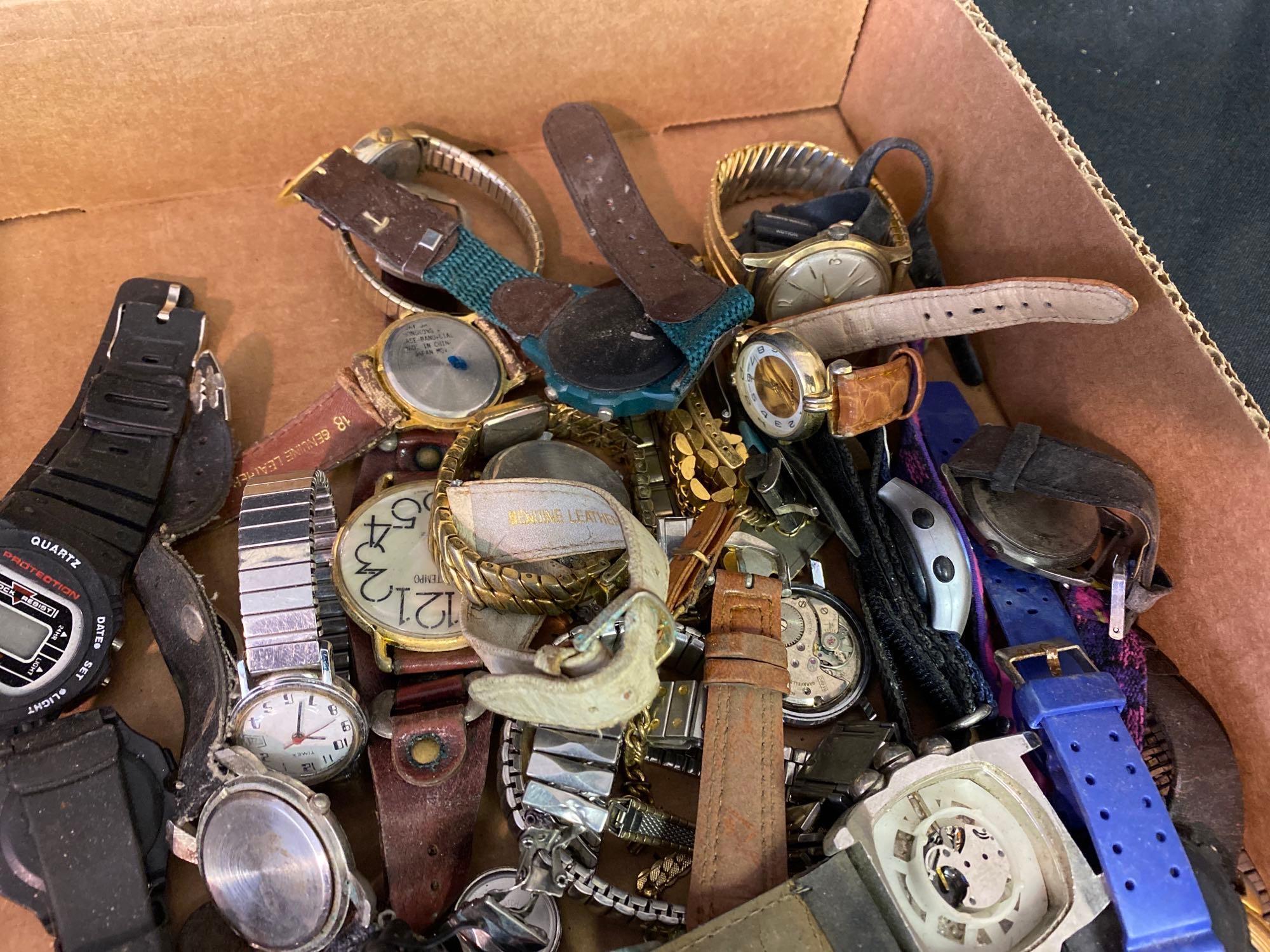 Box Full Of Wrist Watches & Parts 4lbs 4oz