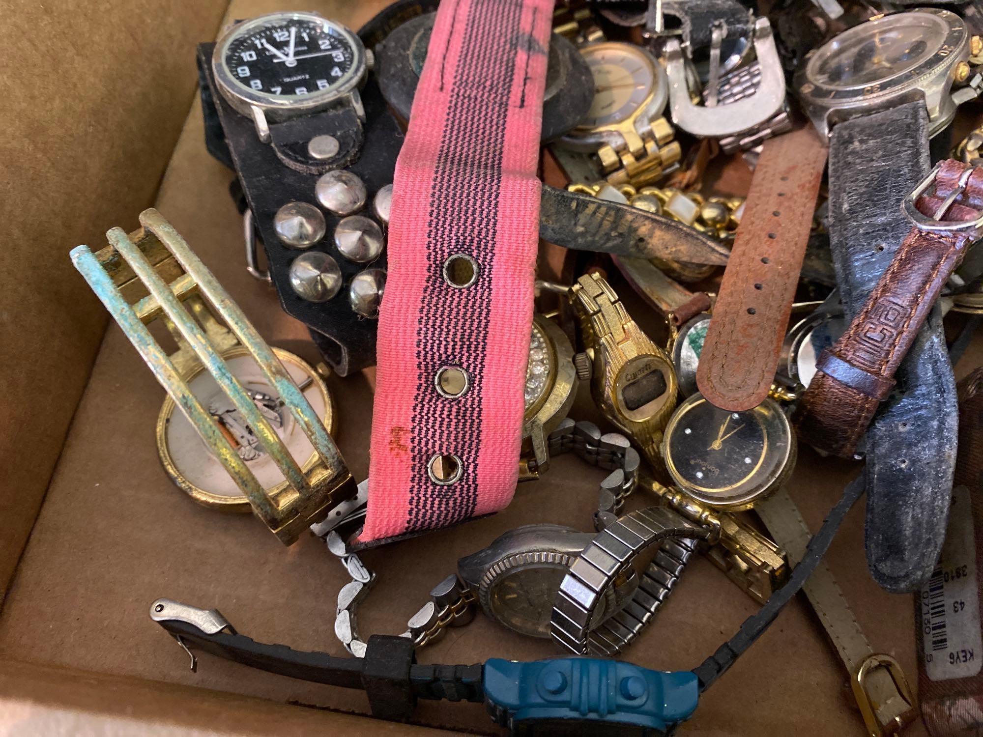 Box Full Of Wrist Watches & Parts 4lbs 4oz