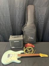 Ibanez AZES40 electric guitar with case & Kustom amplifier & Digitech pedal