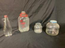 Milk glass, Crisco jars, syrup jar