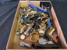 Box Full Of Wrist Watches & Parts 5lbs 8oz