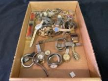 Box Full Of Wrist Watches & Parts 3lbs 9oz