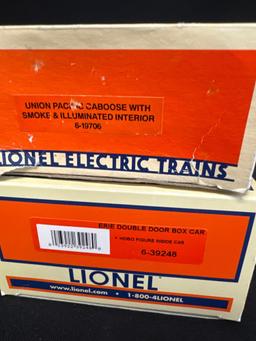 Lionel UP caboose, freight car, tank car, (5)