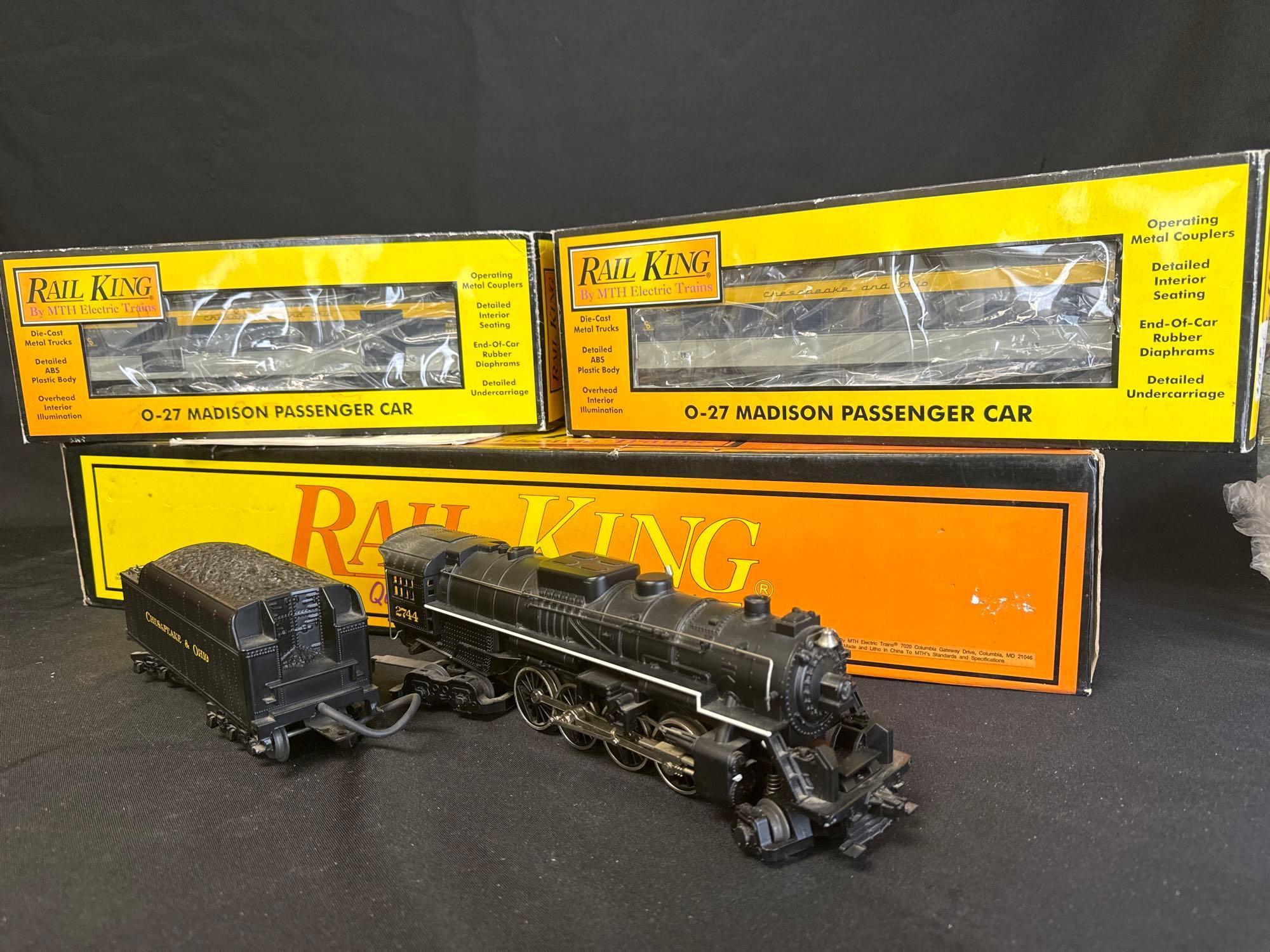 Rail King Chesapeake & Ohio Berkshire steam engine with tender & 2 cars