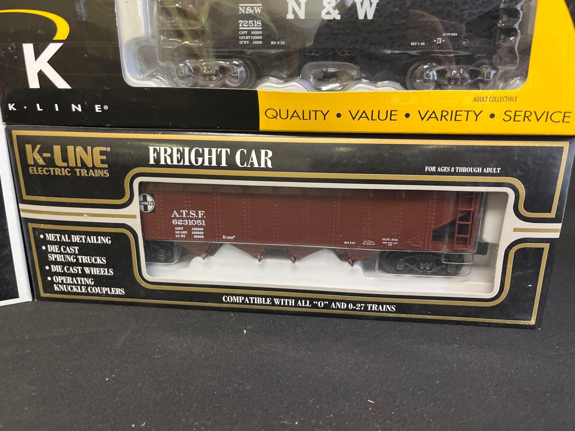 (6) K Line Box Cars, Coal Hopper with Loader, Classic Crane Car