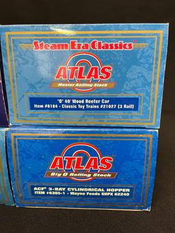 (4) Atlas Box Cars and Freight Cars