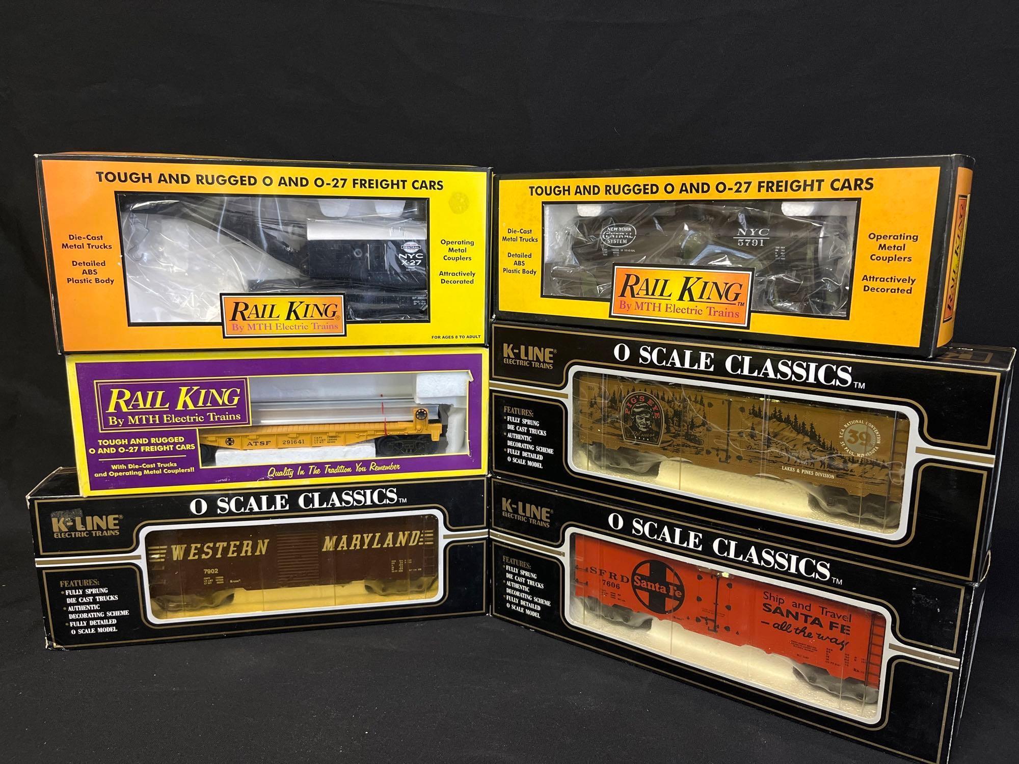 (6) K Line Freight Cars, Flat Car, Crane Car, Tank Car