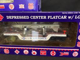 RMT Depressed Center Flat Car and Powered Baltimore and Ohio RDC Car