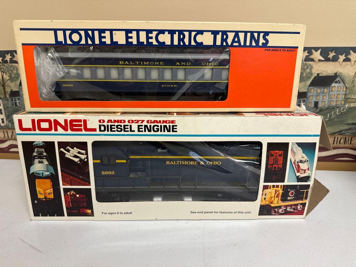 Lionel B&O diesel engine & dining car