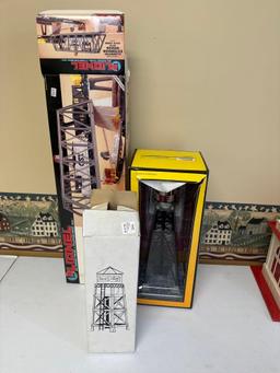 Lionel extension bridge, Rail King industrial water tower, snow village water tower