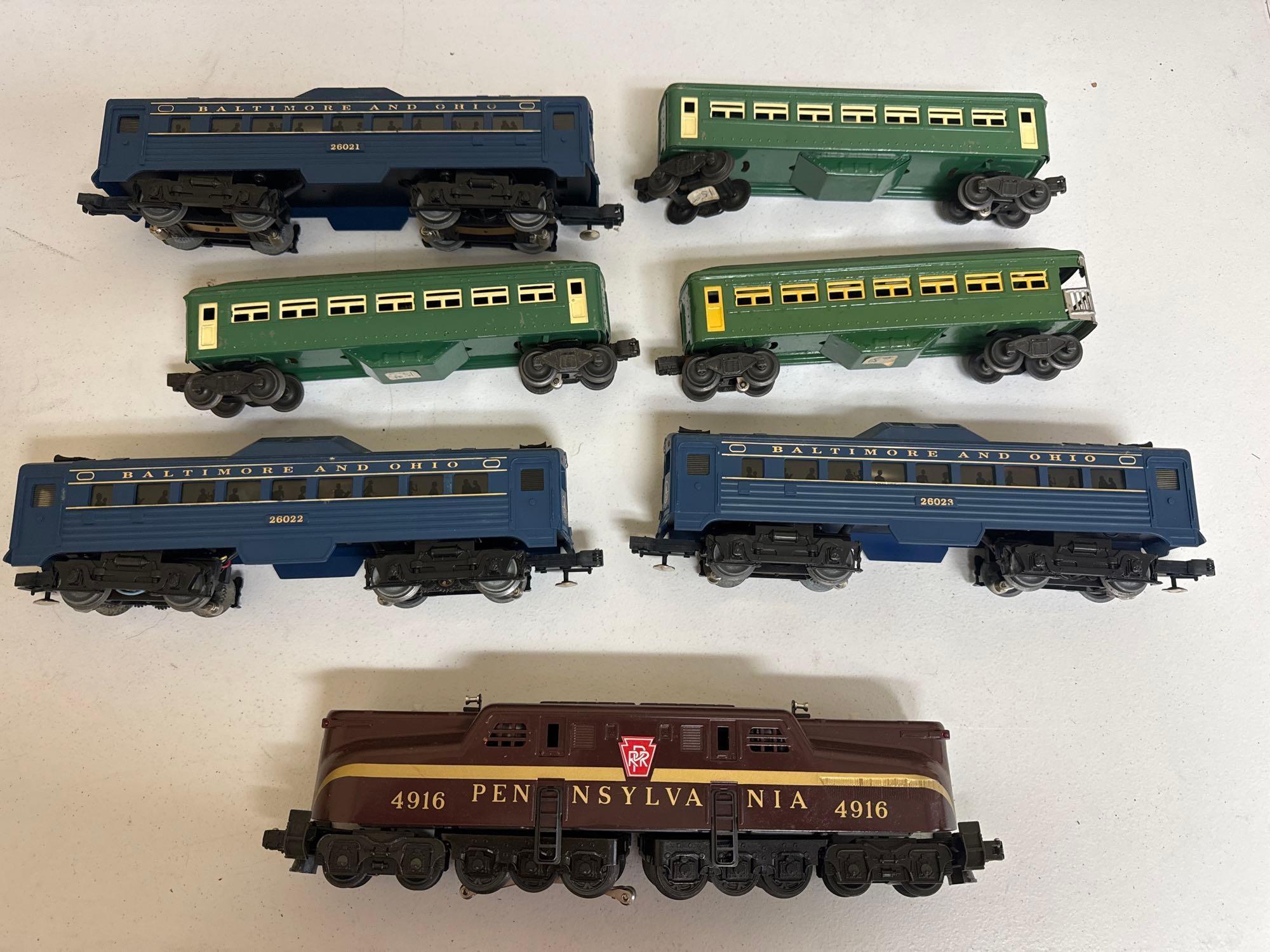 Williams PRR engine, metal passenger cars, KLine passenger cars