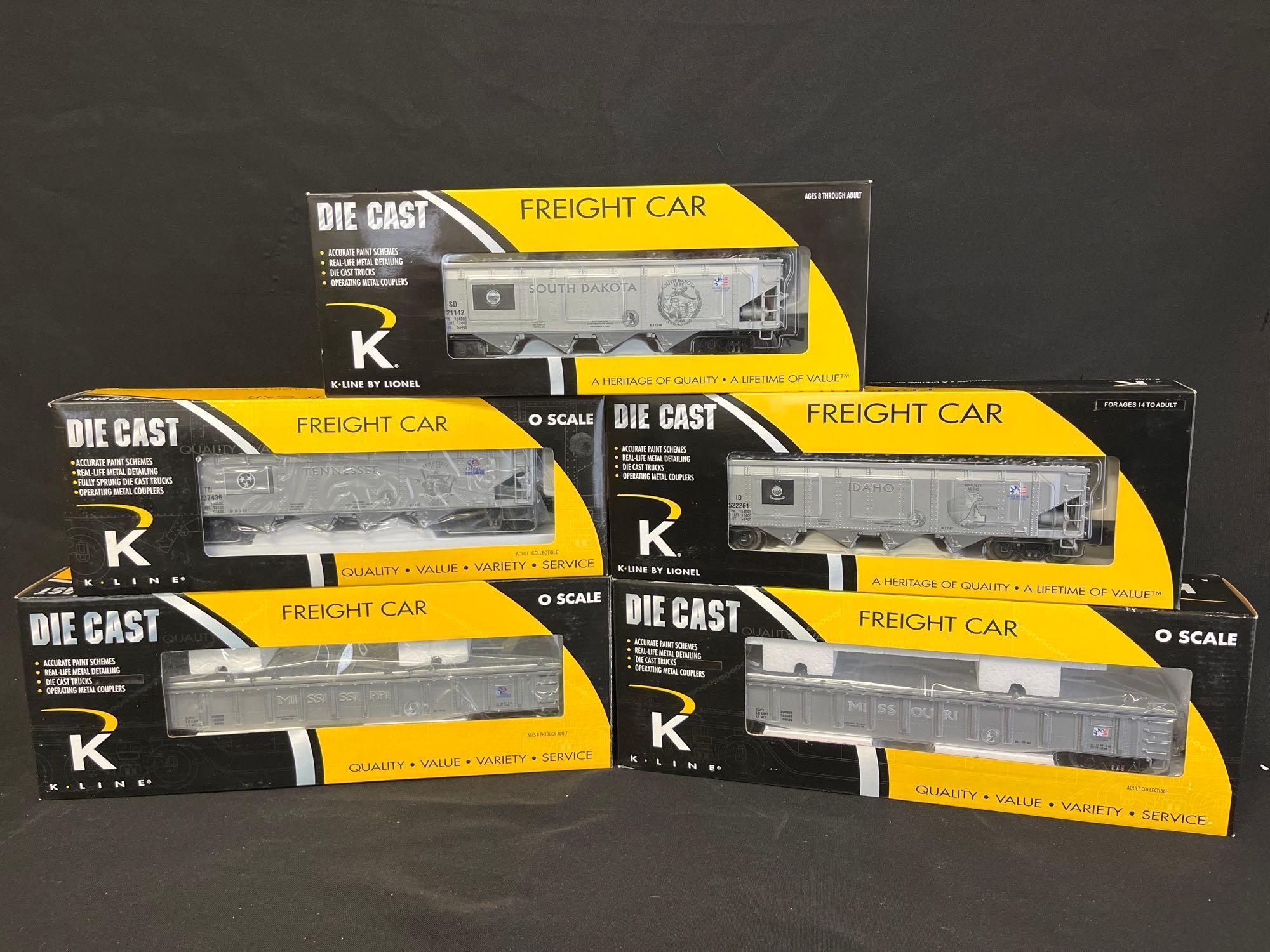 (5) K Line Die Cast State Quarter Bank Cars