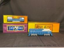 Rail King SD 45 Diesel Locomotive W/ Box Car & MTH Caboose
