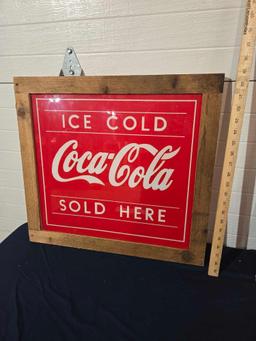Wood Framed Coca Cola Sign