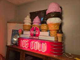 Neon Coca Cola Display & Plastic Ice Cream Cones