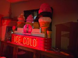 Neon Coca Cola Display & Plastic Ice Cream Cones