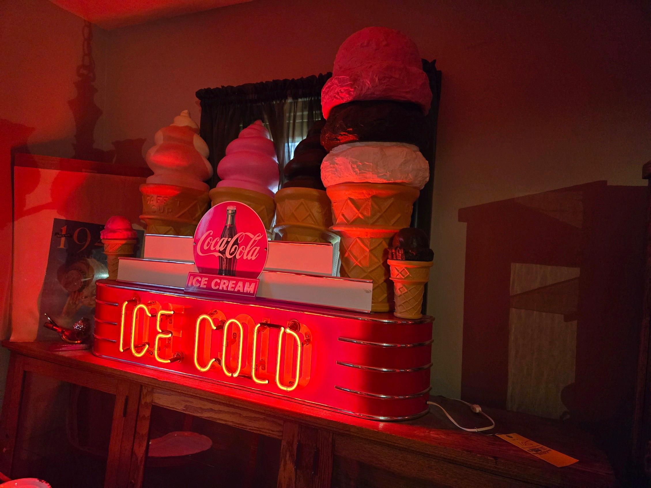 Neon Coca Cola Display & Plastic Ice Cream Cones