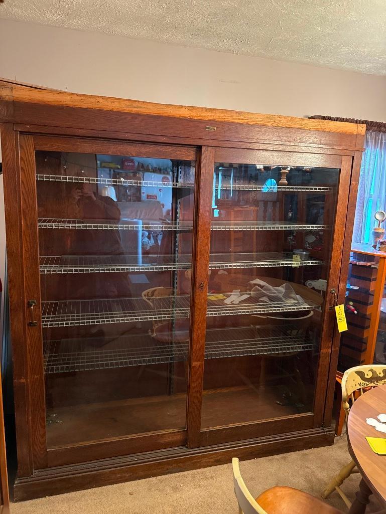 Emporium Oak Sliding Door General Store Display Cabinet