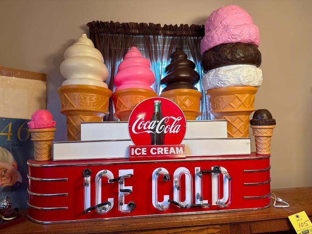 Neon Coca Cola Display & Plastic Ice Cream Cones