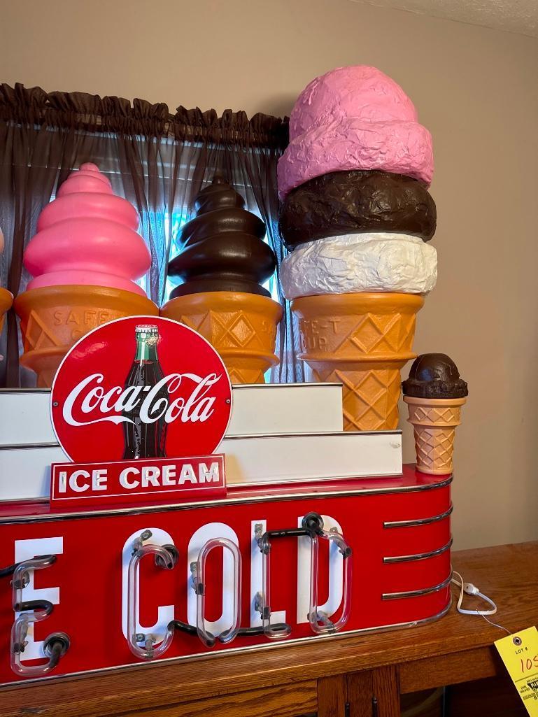 Neon Coca Cola Display & Plastic Ice Cream Cones