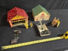 Wind Up Tin Toy, Tin Soldier's, Truck Bed, Tin Buildings