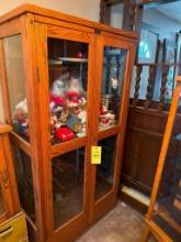 E.H. Sheldon Company Oak Glass Door Display Cabinet